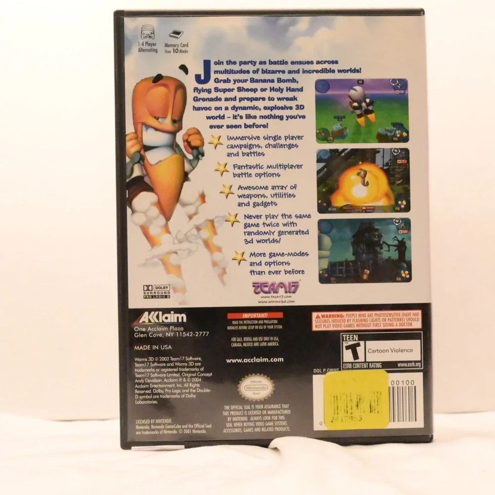 Worms 3D Nintendo GameCube Complete Manual Case Reg Card